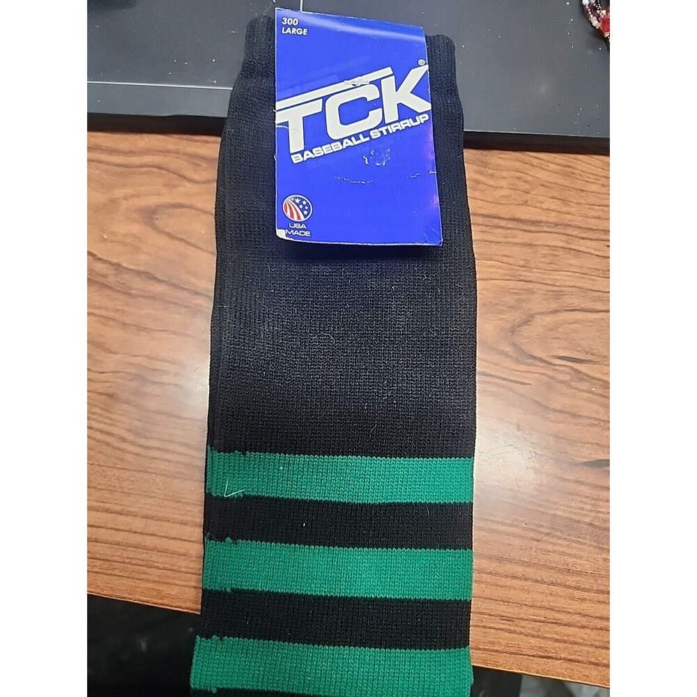 TCK Baseball Stirrup Socks! Mens 300 L  Black AND Green New See Pics